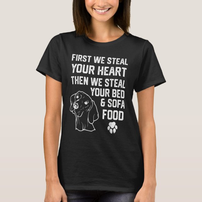 Camiseta vizsla Steal Your Heart Steal Your Bed and Sofa fo (Frente)