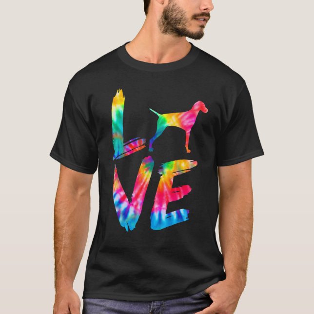 Camiseta Vizsla Tie Dye Amor Cachorro Pai (Frente)