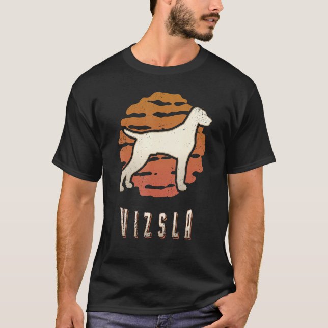 Camiseta Vizsla Vintage Retro Classic Dog Sunset (Frente)