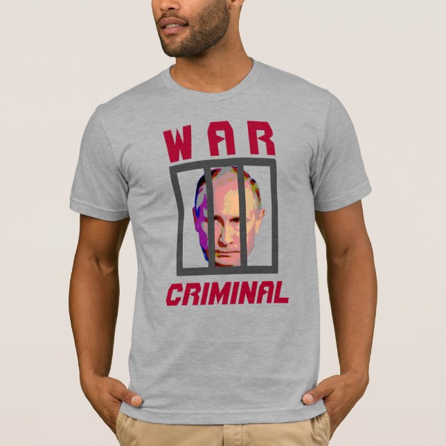 Camiseta Vladimir Putin Criminoso por Trás dos Bares (Frente)
