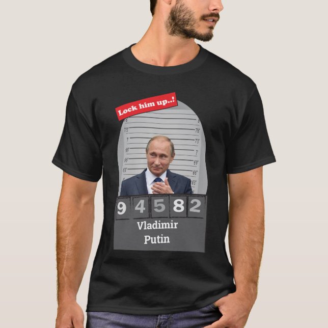 Camiseta Vladimir Putin Ssatírico Mugshot Feche-O (Frente)