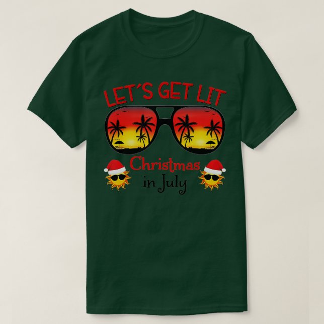 Camiseta VM51 Óculos escuros que deixam cair o Natal no Bea (Frente do Design)