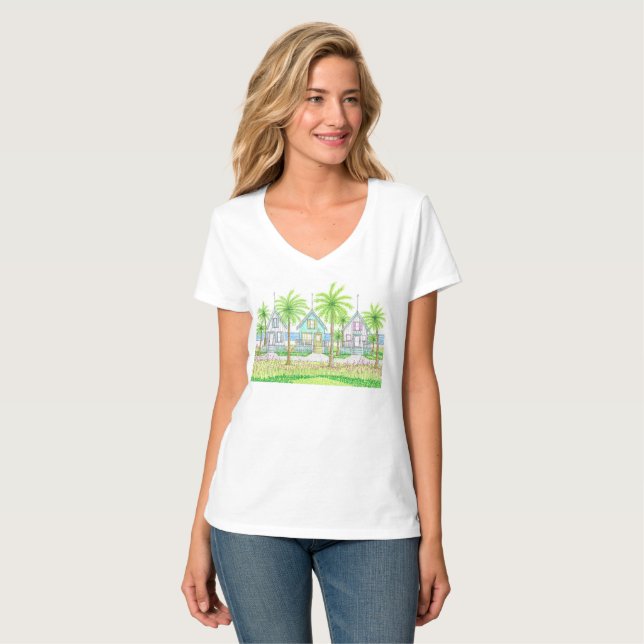 Camiseta Vneck Beach Life Tropical Shack (Frente Completa)