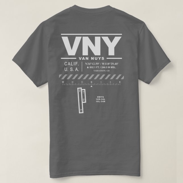 Camiseta VNY T-Shirt do Aeroporto Van Nuys (Verso do Design)