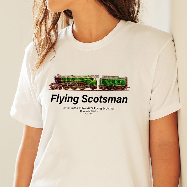 Camiseta Voando escocês Vapor Comboio Inglês Locomotiva (Criador carregado)