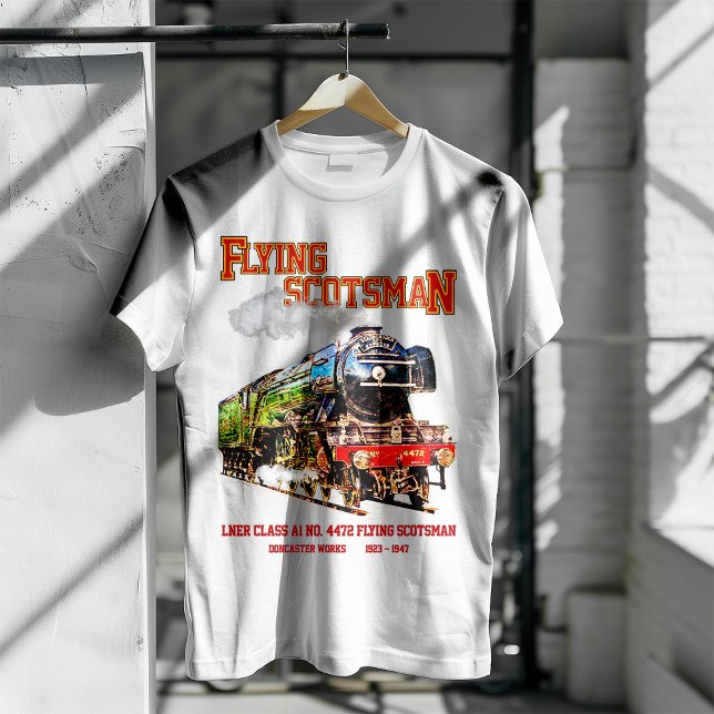 Camiseta Voando escocês Vapor Comboio Inglês Locomotiva (Criador carregado)