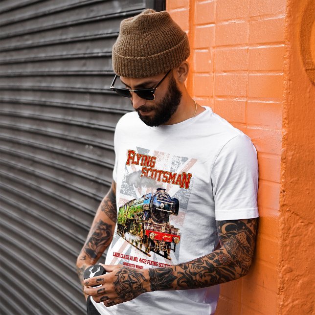 Camiseta Voando escocês Vapor Comboio Inglês Locomotiva (Criador carregado)