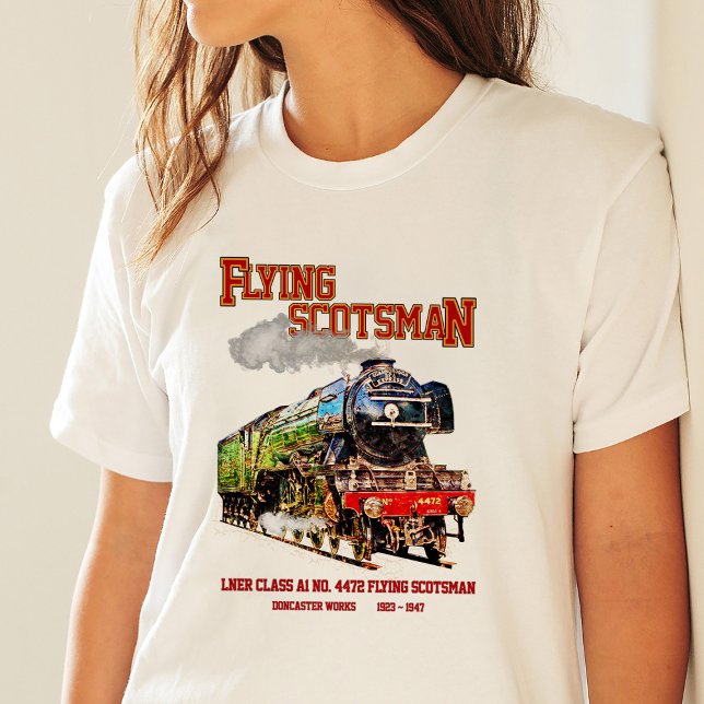 Camiseta Voando escocês Vapor Comboio Inglês Locomotiva (Criador carregado)