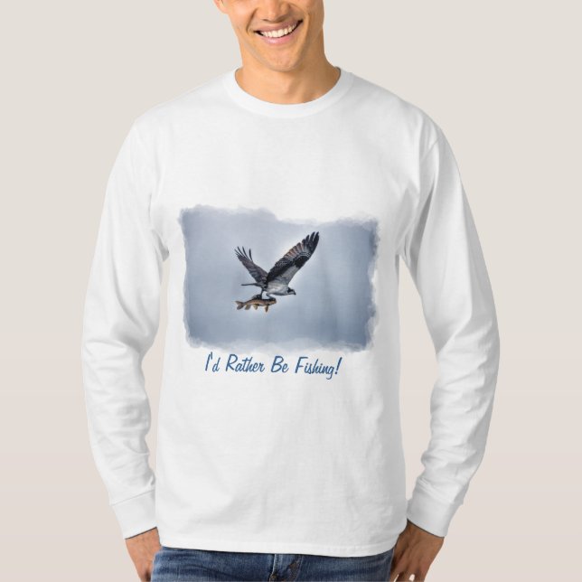 Camiseta Voando Osprey com Walleye Fish HDR Foto (Frente)
