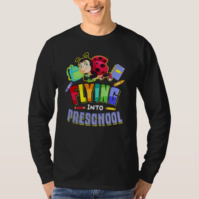 Camiseta Voando Para o Jardim de Infância Ladybug De Volta  (Frente)