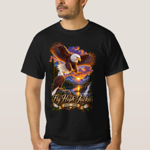 Camiseta Voar Alto Jackie, Jackie e Shadow Águia Careca