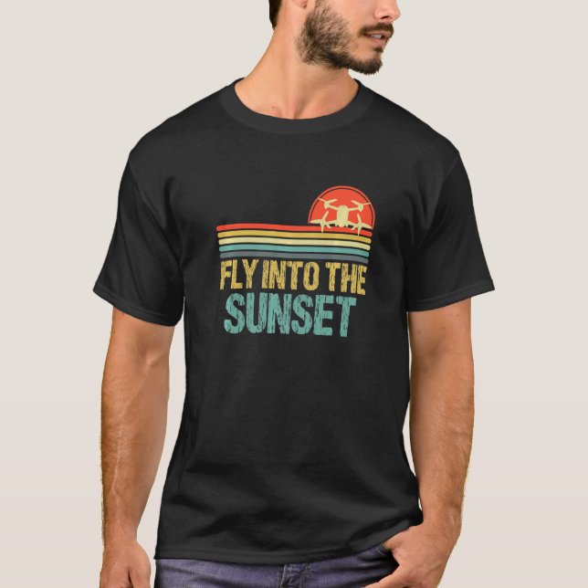 Camiseta Voar Para A Cor Do Piloto Do Drone Sunset - Drone  (Frente)