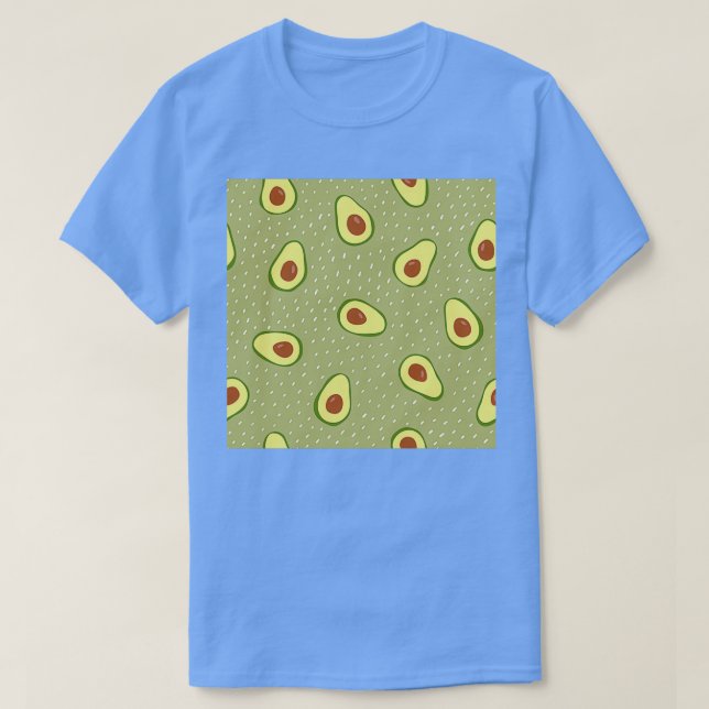 Camiseta Vocado sem costura sobre fundo verde pontilhado (Frente do Design)