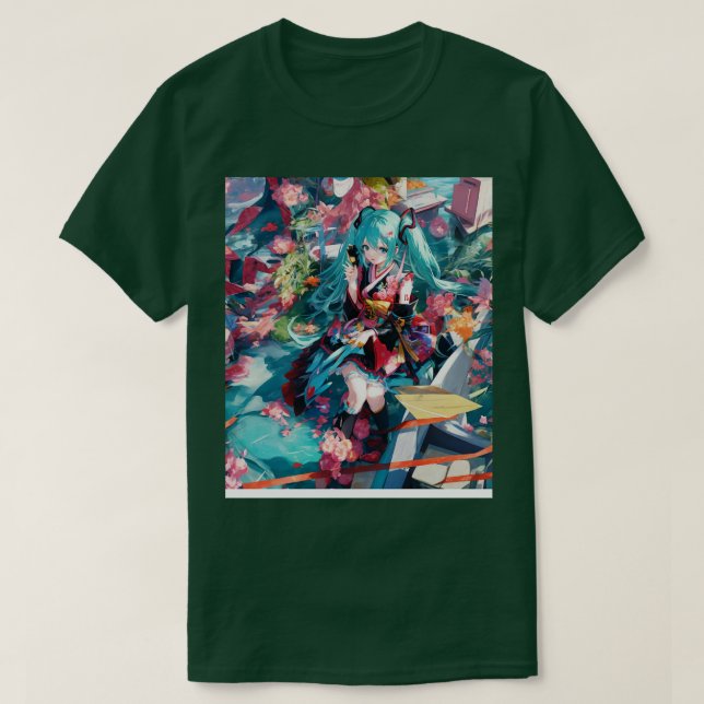 Camiseta vocaloide Miku (Frente do Design)