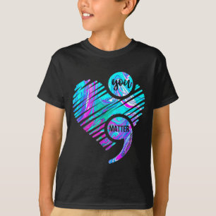 Camiseta Você Coração Ponto e Vírgula Usa Verde-azulado & M