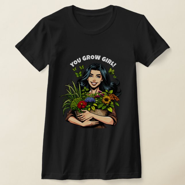 Camiseta Você Cresce Garota | Amantes De Plantas Retro Funn (Postura )