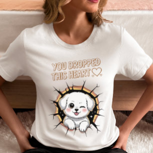Camiseta Você Deixou Cair Este Coração ♡ Cachorrinho Fofo