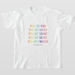 Camiseta Você É Amado Diversão Arco-Íris Afirmações Positiv