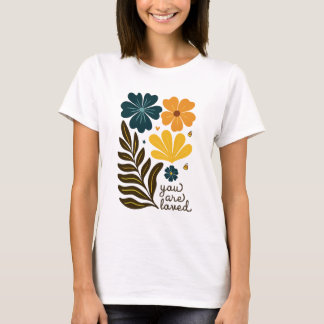 Camiseta você é amado flores Boho floral Inspirational Qu