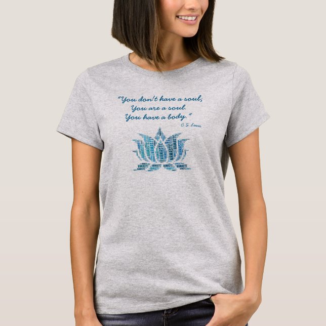 Camiseta "Você é azuis da nuvem da palavra da flor de Lotus (Frente)