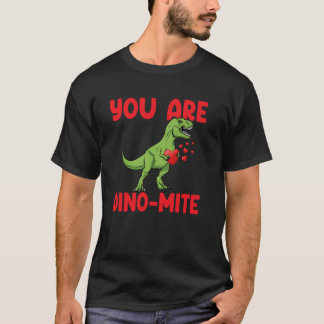 Camiseta Você É Dinomite Trex Corações de Dinossauro Dia do