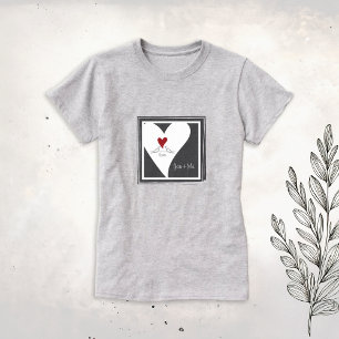 Camiseta Você e eu - Pássaros Modernos e Coração Vermel