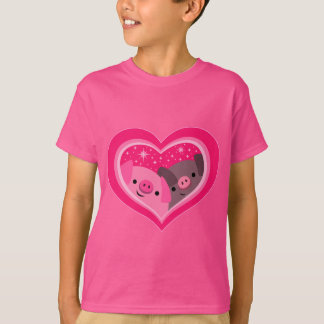 Camiseta Você E Eu (Porcos De Cartoon Bonitos) Crianças