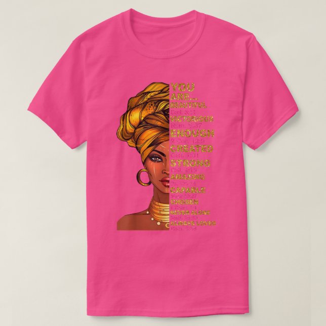 Camiseta Você é linda mulher negra Melanin Queen Black  (Frente do Design)