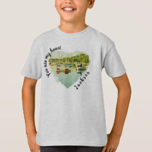 Camiseta Você é meu coração. . .Barcos de vela vermelhos e 