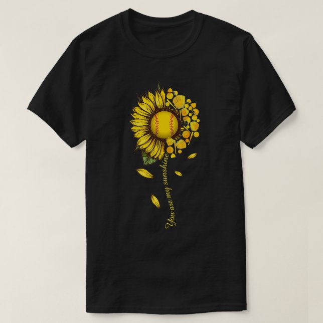 Camiseta Você É Meu Sunshine Softball Sunflower T (Frente do Design)