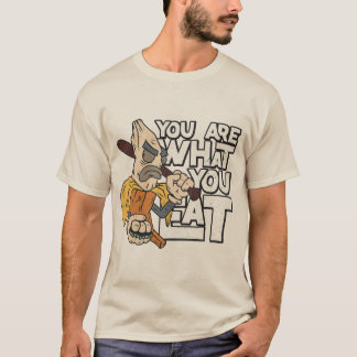 Camiseta Você é o que você come Design Cartoon Humor Engraç