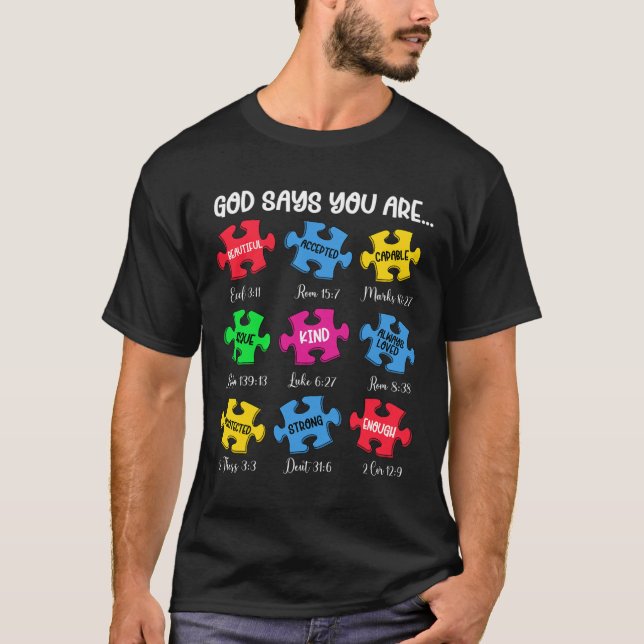 Camiseta Você é Quebra-cabeça de consciência autista Versos (Frente)