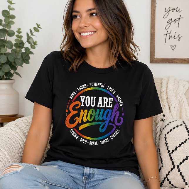 Camiseta Você É Suficiente Auto Amor Citação Arco-Íris Afir (Criador carregado)