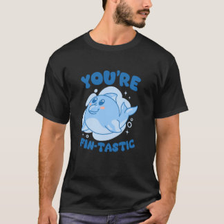 Camiseta Você é uma Cute Golfinho Frase Fin-Tástico Manga L