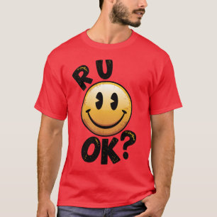 Camiseta Você Está Bem Carinha Sorridente Antiga Saúde Ment