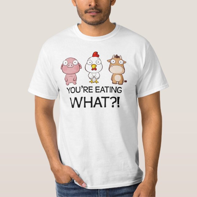 Camiseta Você está comendo que?! - Você come que?! - (Frente)
