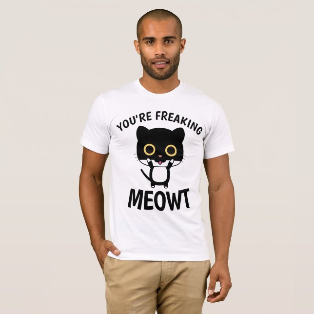 Camiseta VOCÊ ESTÁ ENGANANDO MEOWT, T-shirts GATO engraçada (Frente Completa)