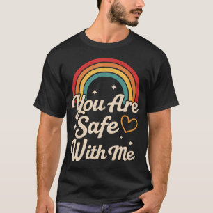 Camiseta Você Está Seguro Comigo Arco-Íris Lgbt Lésbica Gay