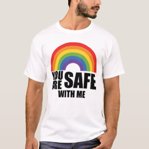 Camiseta Você Está Seguro Comigo LGBTQ Rainbow Prie