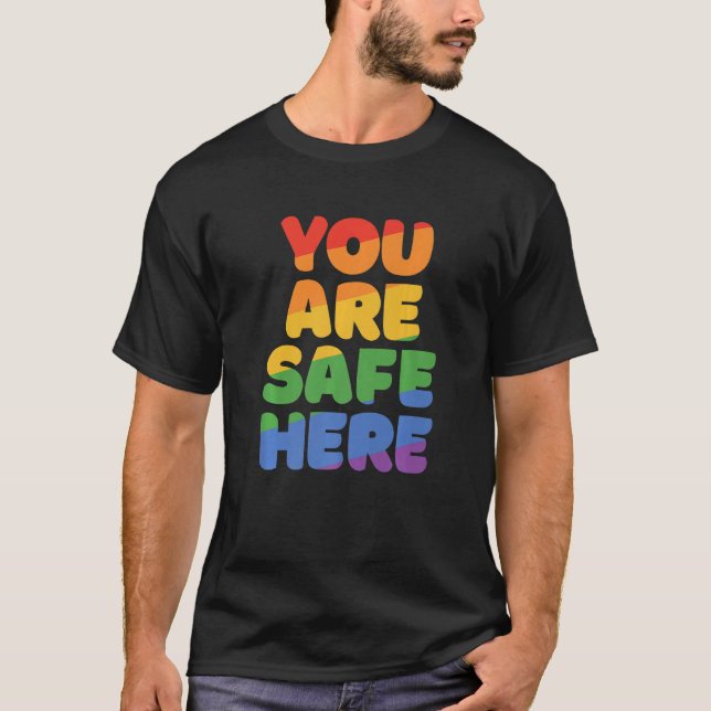 Camiseta Você Está Seguro Comigo O Orgulho Arco-Íris Lgbtq  (Frente)