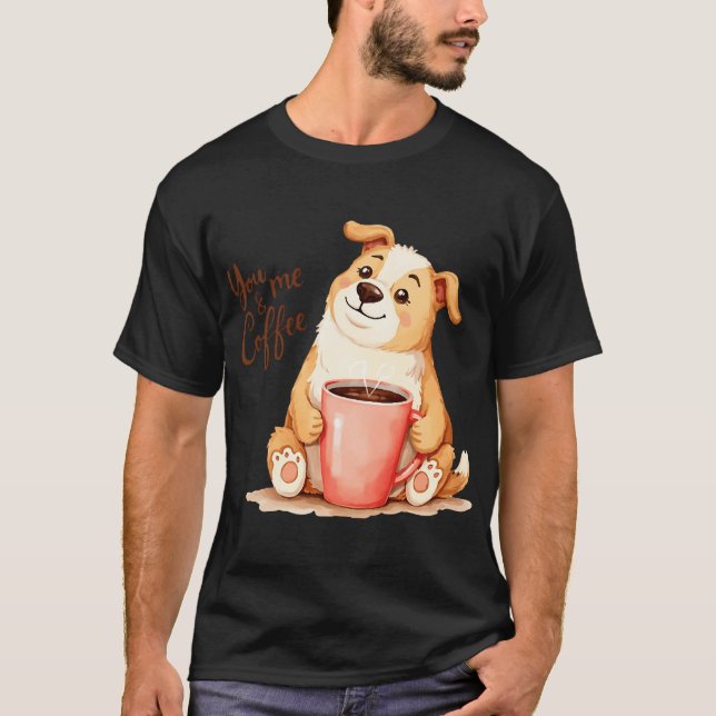 Camiseta Você & eu Café - Corgi Fofo & Café Aconchegante (Frente)