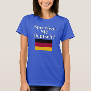 Camiseta Você fala o alemão? no alemão. Bandeira