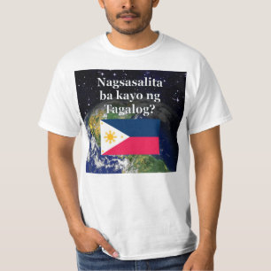 Camiseta Você fala o Tagalog? no Tagalog. Bandeira & terra