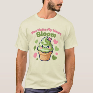 Camiseta Você Faz Meu Coração Florescer Cute Kawaii Matcha