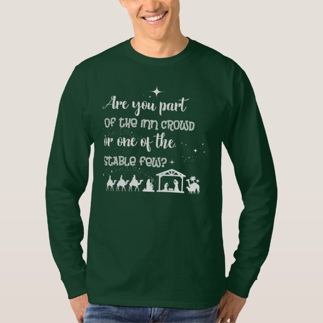 Camiseta Você Faz Parte Da Multidão Inn? Natal cristão (Frente)