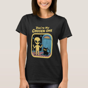 Camiseta Você foi escolhido um Alienígena preto de gato, re