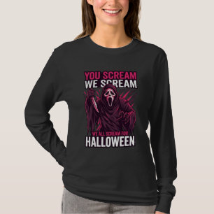 Camiseta Você Grita Nós Fantasma de Halloween Faca Sangrent