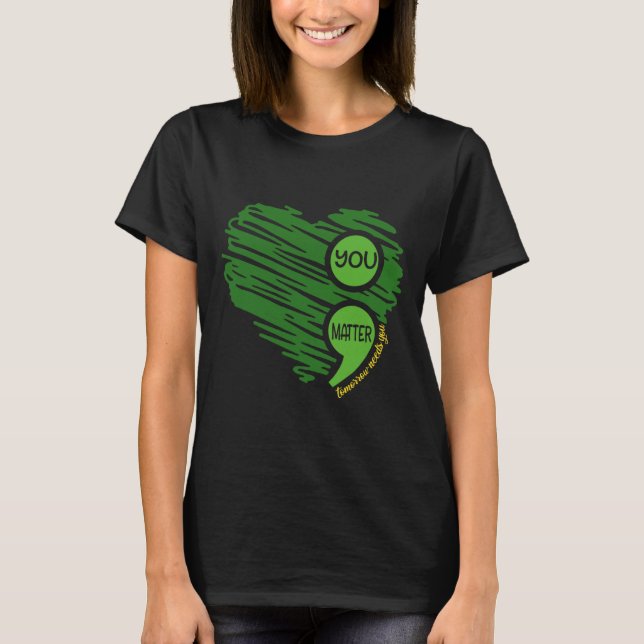Camiseta Você Importa Semicolon Heart Retro Mental Health A (Frente)