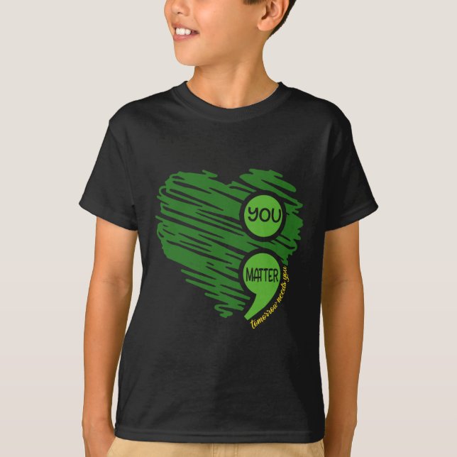 Camiseta Você Importa Semicolon Heart Retro Mental Health A (Frente)