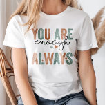 Camiseta "Você Já Chega. Always" Letras de Grunge Retroativ<br><div class="desc">Abraça o amor próprio e o poder com o "Você Já Chega". Sempre" Letras Grunge Retro T-Shirt. Com uma fonte ousada e inspirada em vintage, esta t-shirt fornece uma mensagem eterno de confiança e de valor. A inscrição angustiada adiciona uma vibração na moda, afiada ao design, fazer a uma adição...</div>